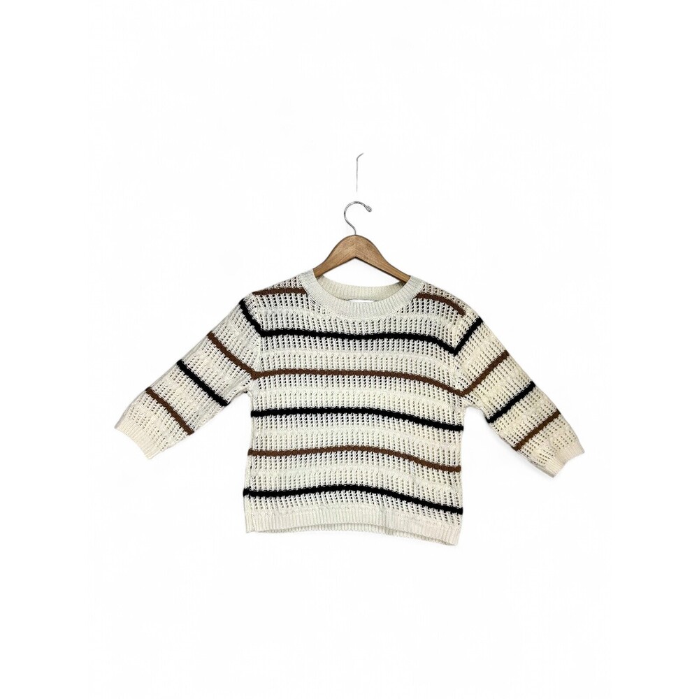 Baltic Born Striped Open-Knit Crewneck Sweater XS